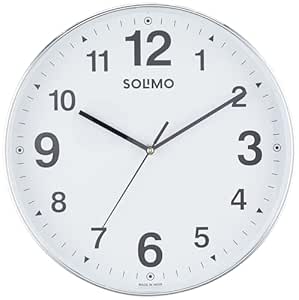 Amazon Brand - Solimo Office Round Analog Wall Clock | Plastic | Silent Sweep Movement | 12 Inch | White