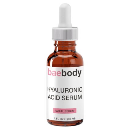 Baebody Hyaluronic Acid Serum: Best Anti Wrinkle, Anti Aging, Fades Age Spots. With Organic Hyaluronic Acid, Vitamin C, Vitamin E, Green Tea for Radiant Skin 1oz.