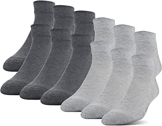 Gildan Men's Polyester Half Cushion Low Cut Socks, 12-Pair, grey, Shoe Size: 6-12