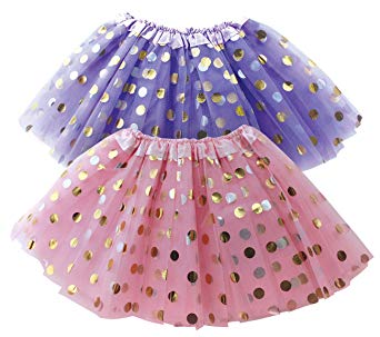 Polka Dot Tutu Skirt for Toddler Girls/Tutu Set Pink Tulle Skirts & Purple Tutus Sets- Girl Dress Up Birthday Party, Halloween Costume