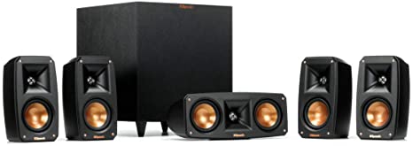 Klipsch Reference Theater Pack 5.1 Channel Surround Sound System, Wireless High Fidelity Subwoofer, Wall Mountable Design, Spmor 32GB SD Card