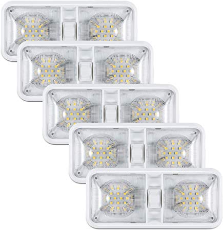 Kohree 12V Led RV Ceiling Dome Light RV Interior Lighting for Trailer Camper with Switch, Natural White 4000-4500K 600 Lumens (Pack of 5)