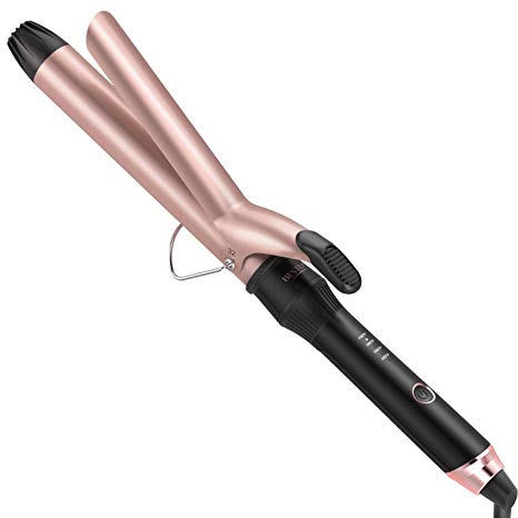 BESTOPE Upgrade Curling Iron 1.25 Inch Ceramic Tourmaline Coating Curling Wand with Anti-Scald Insulated Wand Tip, 5 Heat Setting for All Hair Types(285 °F to 430 °F, Include Glove and Curl Clips)