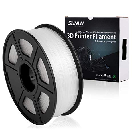 SUNLU 3D Printer Filament PLA, 1.75mm PLA Filament, 3D Printing Filament Low Odor, Dimensional Accuracy  /- 0.02 mm, 2.2 LBS (1KG) Spool 3D Filament for 3D Printers & 3D Pens, Transparent PLA