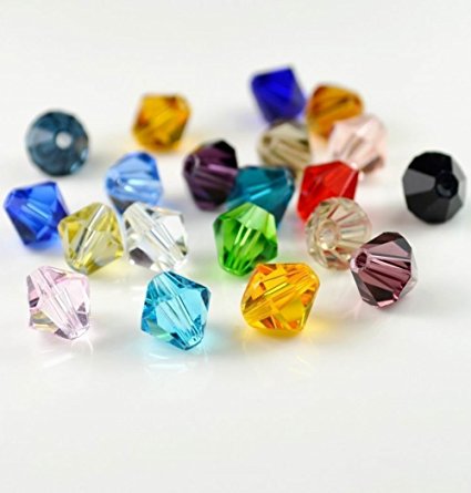 HYBEADS 50pcs 8mm Mixed Colour Crystal Bicone Beads