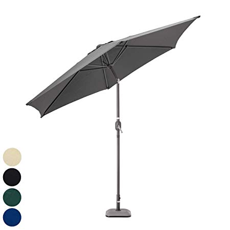 Christow Garden Parasol Umbrella Aluminium Patio Sun Shade UV With Crank 2.4m