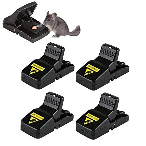 BOMPOW Mouse Traps Reusable Snap Mice Traps That Work Rodent Killer Easy to Bait, 4 Pack