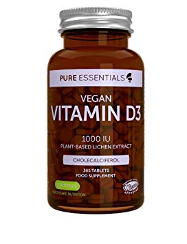 Pure Essentials Vegan Vitamin D3, 365 1000IU Tablets, Cholecalciferol, Lichen Extract