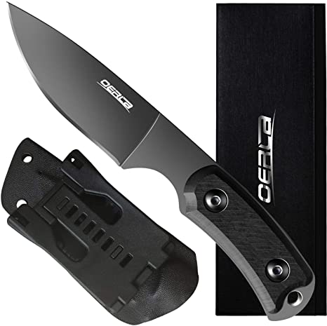 Oerla TAC OLF-1011 Fixed Blade Outdoor Survival Tactical Knife 420HC Steel Field Knife Camping Knife with Wood Handle Waist Clip EDC Kydex Sheath