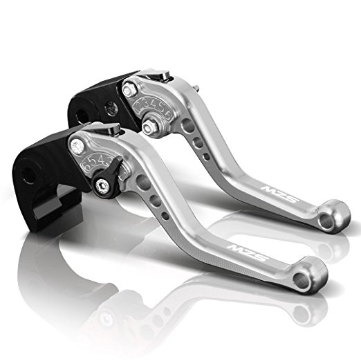 MZS Short Brake Clutch Levers for Honda GROM/MSX125 2014-2017,CBR250R 2011-2013,CBR300R/CB300F/FA 2014-2016,CBR500R/CB500F/X 2013-2016,CB400F/CB400R 2013-2015 Silver
