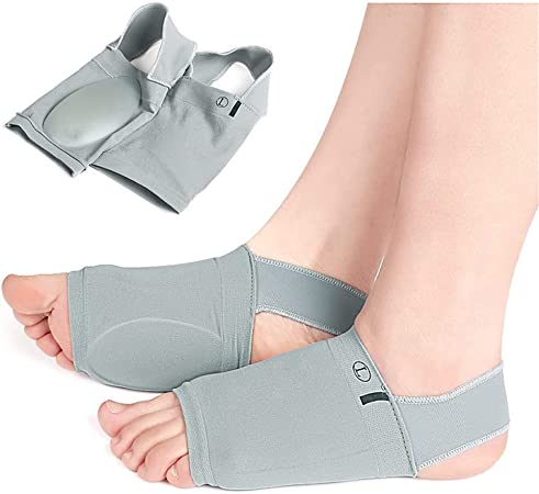 Price Xes Upgrade Metatarsal Compression Arch Support Sleeves with Gel Pad Inside - Brace for Flat Foot & Plantar Fasciitis Pain Relief Women Men 1 Pair, Gray, 6.3 x 3 in