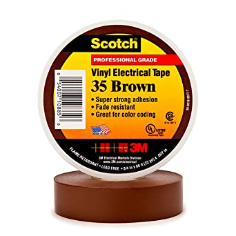 Scotch Vinyl Color Coding Electrical Tape 35, 1/2 in x 20 ft, Brown