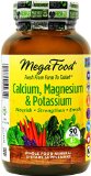 MegaFood - Calcium Magnesium and Potassium Supports Healthy Bones and Muscles 90 Tablets Premium Packaging