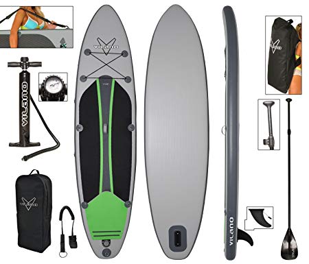 Vilano Voyager Inflatable SUP Stand Up Paddle Board, Includes Pump, Paddle, Bag & Leash