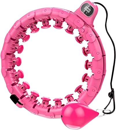 SUSU Weighted Hula Hoop for Women, Upgraded Quality Infinity Hoop Plus Size, Counting Hoola Hoops, Pilates, Fit Hoop for Ab Workout & Fat Burning and Home Fitness Exercise Equipment (Pink)