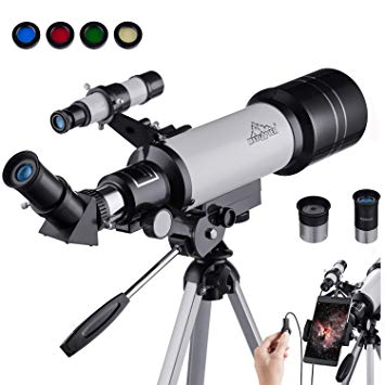 MAXLAPTER Telescopes for Astronomy, Ultra Clear HD High Magnification, 400/70mm, for Adults or for Kids and Beginners, Portable Equipped with Tripod, Smartphone Adapter