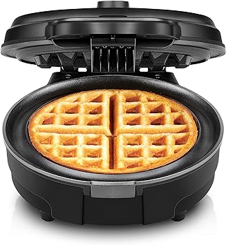 Chefman Anti-Overflow Belgian Waffle Maker w/Shade Selector, Temperature Control Mess Free Moat, Round WaffleIron w/Nonstick Plates & Cool Touch Handle, Measuring Cup Included, Black