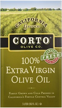 Corto Extra Virgin Olive Oil From California, (3 Liter Fresh Sealed Bag in Box)