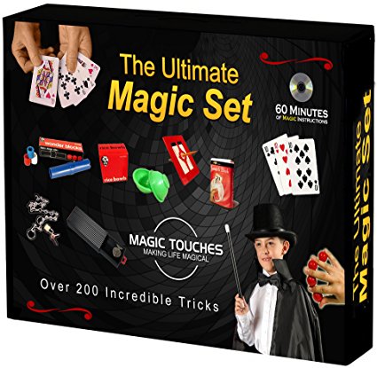 MAGIC TRICKS SET - The Ultimate Magic Tricks Set for Kids and Grownups Alike - Over 200 Magic Tricks Revealed and Explained in the Set,  Plus a 60 Minute Magic Tricks DVD Tutorial. - The Ultimate Magic Tricks Kit is Made in USA and Includes Classic Magic Tricks and Secrets of The Great Magicians, Card Tricks, Easy Tricks, Sponge balls, a Penetration Frame, Chain Escape, Magic Wand, Drawer Box, Rice Bowls, Wonder Blocks, Svengali Deck and Many More Amazing Magical Mysteries