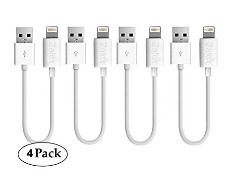 [4 Pack] 1ft / 8 Pin Zakix(TM) USB Charge & Sync Cable for for iPhone 7/7 Plus, iPhone, iPod and iPad (White)