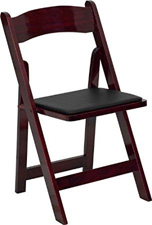 Flash Furniture XF-2903-MAH-WOOD-GG Hercules Series Mahogany Wood Folding Chair with Vinyl Padded Seat