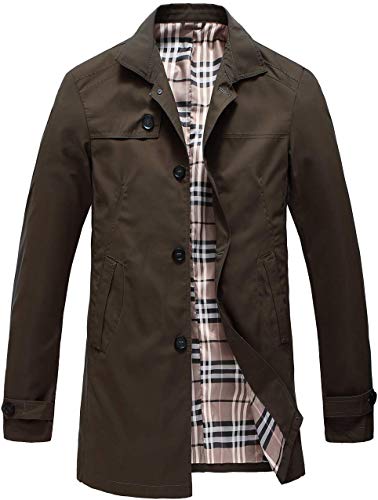 Pinkpum Men's Trench Coat Classic Lightweight Jacket Windbreaker Long Windcheater Coat Polyester Jackets Business Casual Wear
