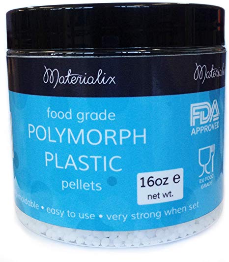 Food Grade Polymorph Plastic (FDA Approved/EU Food Grade) by Materialix. 16oz tub. Moldable Plastic [polydoh, plastimake]