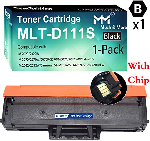 (1-Pack, Black) Compatible D111S MLT-D111S Toner Cartridge 111S Used for Samsung SL-M2020W M2074FW M2070FW M2078FW Printer, by MuchMore