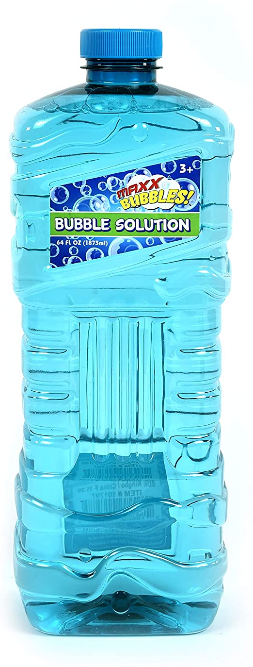 Sunny Days Entertainment Maxx Bubbles 64 oz Bubble Solution – Easy Grip Bottle for Kids | Refill Toy Bubble Machines | Outdoor Summer Fun - Colors May Vary