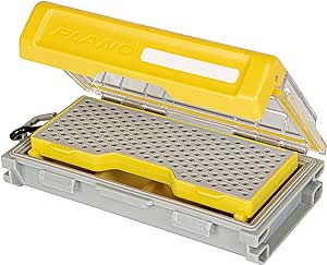 Plano Edge Micro Fly Storage Box, Gray and Yellow, Waterproof and Rust-Resistant Customizable Fishing Tackle Organization