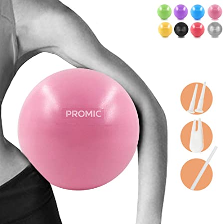 PROMIC 2 Packs Mini Stability Ball, 9 Inch Physical Therapy Exercise Balls with Inflatable Straw, Great for Yoga, Pilates, Stretches, Balance, Core Strength and Abdominal Workouts…