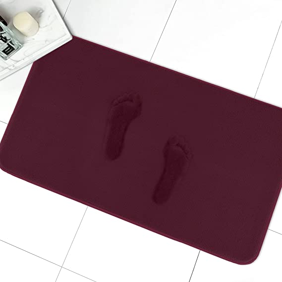 MAYSHINE Memory Foam Bathroom Rugs, Non-Slip Water Absorbent Luxury Soft Bathroom Rugs- 19x34 Inches, Burgundy