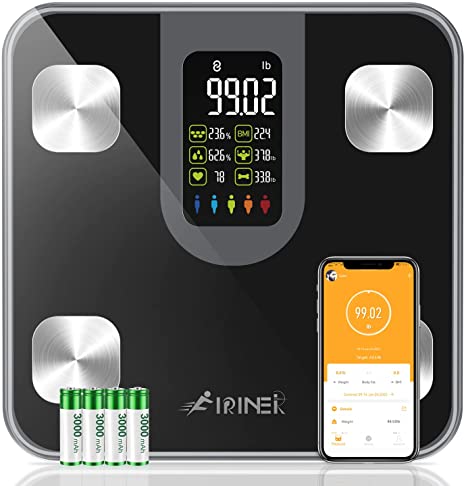 Scale for Body Weight and Fat, Heart Rate BMI Large Display Weight Scale, Bluetooth Bathroom Scales with Body Fat and Water Weight, Body Composition Scales Sync with Fitness App