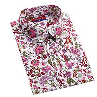 Dioufond Women's Floral Button Down Long Sleeve Shirt Vintage Casual Blouse