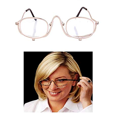 Make up Reading Glasses Woman Wear Eye Glasses Magnifying Magnifier Glasses Flips Lens up and Down Apply to Make up with Glasses Case (3.5)