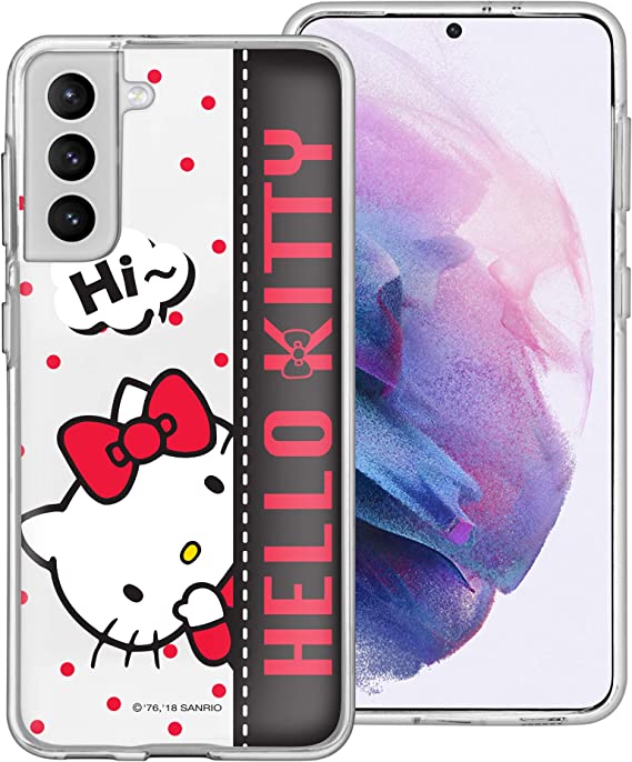 WiLLBee Compatible with Galaxy S21 Plus Case (6.7inch) Sanrio Cute Clear TPU Soft Jelly Cover - Hi Hello Kitty