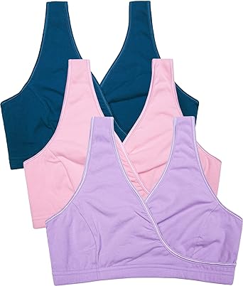 CAKYE 3 Pack Maternity Nursing Sleep Bra Breastfeeding Cotton Bralette