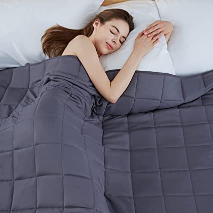 Yescool Weighted Blanket for Adults (15 lbs, 48" x 72", Grey) Cooling Heavy Blanket for Sleeping Perfect for 140-160 lbs, Twin Size Breathable Blanket with Premium Glass Bead