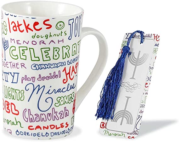 Zion Judaica Chanukah Mug and Bookmark Gift Set - Gift Boxed (6)