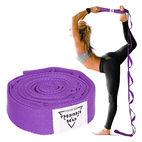 Forbidden Road Stretch Strap with Multi- Loop Exercise Strap For Physical Therapy Yoga Dance Pilates Greater Flexibility and Fitness Workout Deepen Green/Black / Blue/Purple