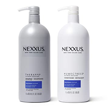 Nexxus Shampoo and Conditioner for Dry Hair Therappe Humectress Silicone-Free, Moisturizing Caviar Complex and Elastin Protein 33.8 oz 2 Count