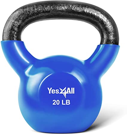 Yes4All Single Vinyl Coated Kettlebell Great quality for Cross Training, MMA Training, Home Exercise, Fitness Workout