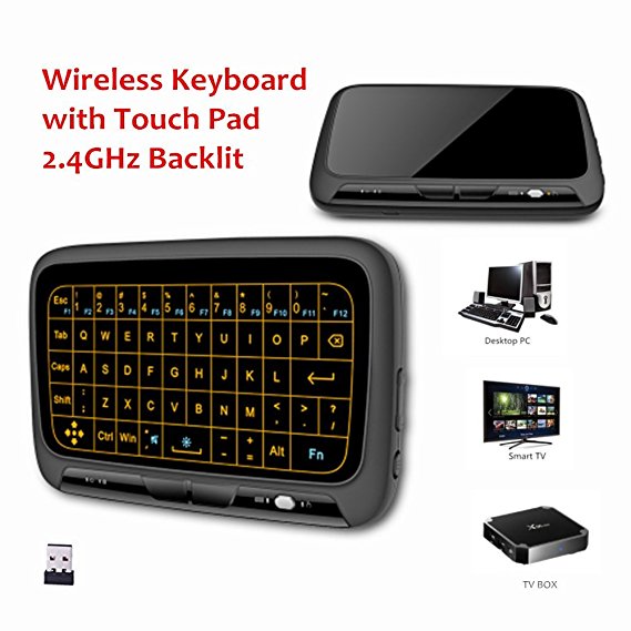 Mini Wireless Keyboard,H18  Backlight Mini Wireless Keyboard and Air Remote Mouse Combo,Full Screen No Alphabet Mouse Touchpad Combo,Rechargeable Remote Control for Windows PC,Android Tv Box,HTPC.IPTV
