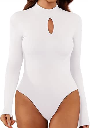 MANGOPOP Body Suits for Womens Long Sleeve Bodysuit Tops