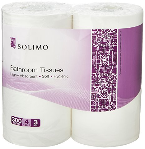 Solimo 3 Ply Bathroom Tissue Toilet Paper Roll - 4 Rolls (160 gm/roll)