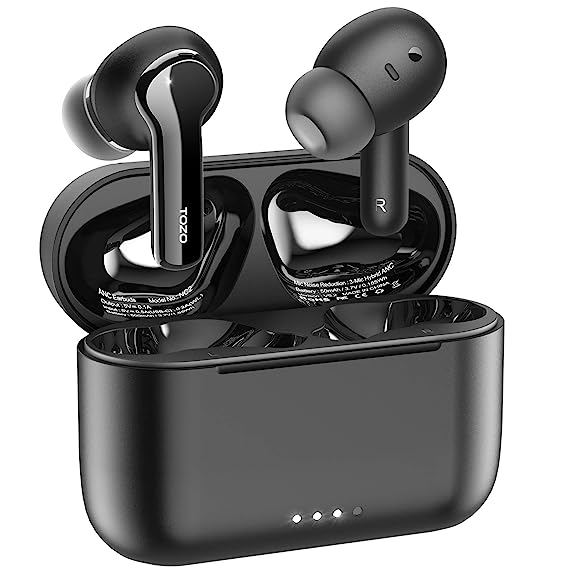 TOZO NC2 Hybrid Active Noise Cancelling Wireless Earbuds, in-Ear Detection Headphones, IPX6 Waterproof Bluetooth 5.2 Stereo Earphones, Immersive Sound Premium Deep Bass Headset