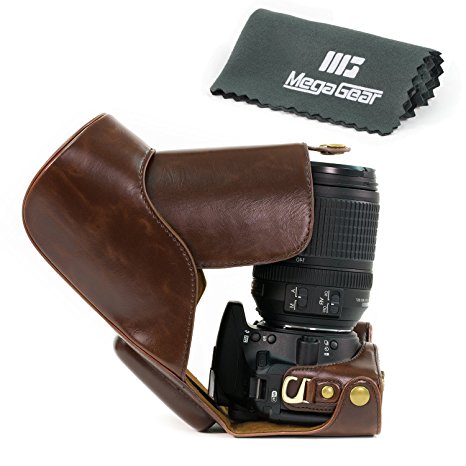 MegaGear "Ever Ready" Protective Leather Camera Case, Bag for Nikon D5600, D5500 18-140mm, 18-105mm DSLR Camera