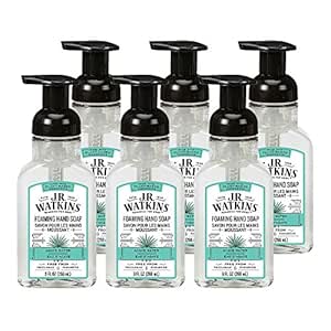 J.R. Watkins Foaming Hand Soap, Scented Foam Handsoap for Bathroom or Kitchen, USA Made and Cruelty Free, 9 fl oz, Agave Water, 6 Pack