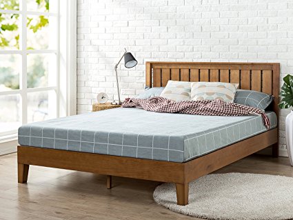 Zinus 12 Inch Deluxe Wood Platform Bed with Headboard / No Box Spring Needed / Wood Slat Support / Rustic Pine Finish, Twin