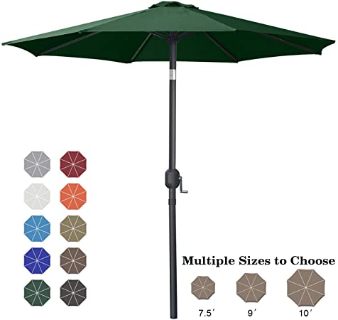 ABCCANOPY 7.5' 9' 10' Patio Umbrella Table Market Umbrella with Push Button Tilt for Garden, Deck, Backyard and Pool, 6 Ribs 13 Colors